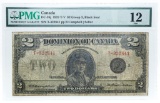 Dominion of Canada 1923 T-V $2 Group 3 Black Seal Fine 12 PMG