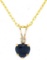10kt Gold Pendant Sterling Silver Gold Plated Chain & 1.18ct Heart Cut natural Blue Sapphire.