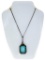 Vintage Sterling Silver Necklace w/ Blue Topaz Pendant