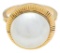 18kt Yellow Gold Hand Made Solitaire Ring With Fluted Halo. Half Round Mabe Pearl. Appraisal; -