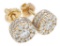 14kt Yellow Gold Custom made, Screw Back, Fancy Cluster Earrings. 2 RBC Bead Set Diamonds = .50ct