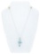 Sterling Silver Cross Pendant & Chain 5 Oval cut Natural Blue Topazes = 2.50ct - Appraisal $590.