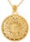 24kt G.P. Necklace, Cable Chain & Round Puffed Medallion 20