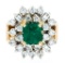 14kt Yellow & White Gold Fancy Cocktail Ring. 1.17 Emerald & .66ct Diamonds. Appraisal $10,450.00