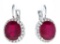 925 Sterling Silver Earrings, Latch Backs, 2 Oval Cut Natural Rubies - Glass Composite 9.74 ct &