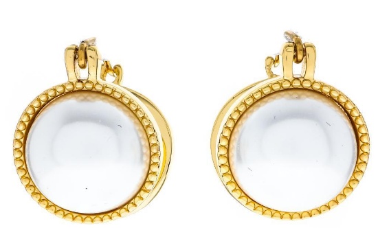 24KT G.P. Mabe Pearl Earrings