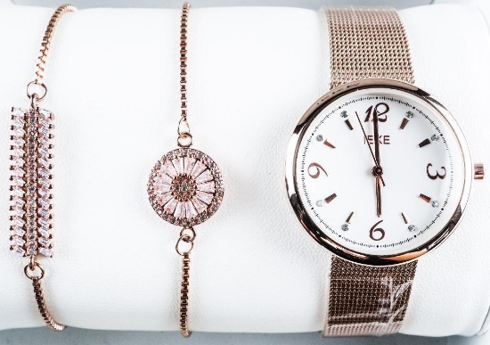 Rose Gold Watch & Jewellery Gift Set