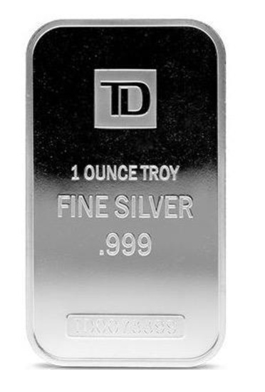 Old Style TD Bank .999 Fine Silver 1oz Bar - Very Collectible