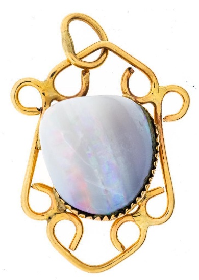 Estate 14kt Gold Freeform Moonstone Pendant