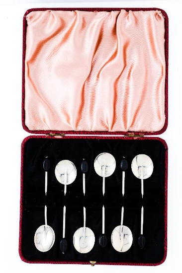 6 pc Set Sterling Silver Spoons With Vintage Original Case