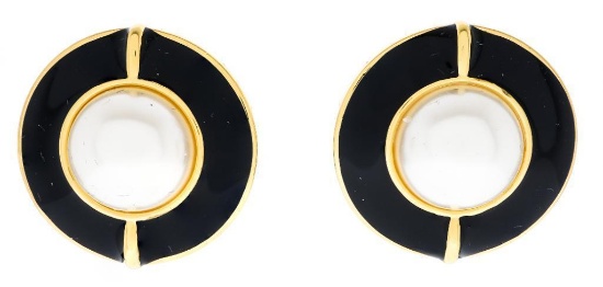 24KT G.P. Mabe Pearl Stud Back Earrings