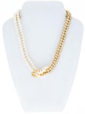 24kt G.P. Double Bracelet Pearls & Box Link Chain