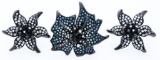 MM Crystal Custom Design Earrings, Floral w/ Swarovski Elements , Clip on Backs, Black Gold Plated,