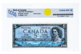 Bank of Canada 1954 $5 Devil's Face Choice UNC 64 CCCS