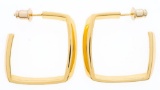 24KT G.P. Square Hoop Style Earrings