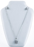 Chic Silver Cluster Earring & Necklace Set