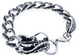 Stainless Steel Bracelet w/ Dragon Head Clasp