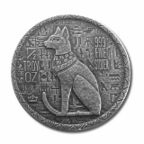 Ultra High Relief .9999 Fine Silver Fractional Round - Egyptian Cat