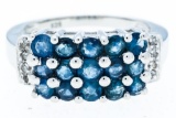 Sterling Silver Ring - Genuine Blue Sa[Sapphire's & White Sapphires