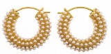 24KT G.P. Pearl Hoop Style Earrings
