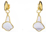 24KT G.P. Drop Style Mother Of Pearl Earrings