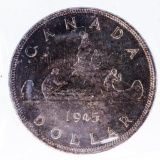 1945 Canada Silver Dollar M# 63 ICCS Certified
