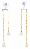 24KT G.P.Silver Chain Earrings w/ Pearls