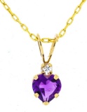 10kt Gold Pendant Sterling Silver Gold Plated Chain & .94 ct Heart Cut Natural Amethyst. Appraisal