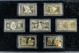 Collection of 7 Replica 24kt Gold Plated Collectible Bars