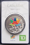 Canada 1867-2017 Canada 150 TD Bank 2017 Round Medallion - 1 oz. ASW w/ Colour Sealed
