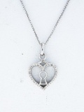 Sterling Silver Necklace - Hearty Shape w/ Keyhole Pendant - 42 Diamonds - Appraisal $1315.