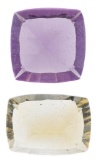 Group of 2 Amethyst & Citrine Concave master 8.575 ct Various Sizes -Square & Cushion Cut Loupe
