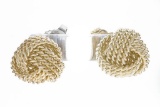 Tiffany & Co. Sterling Silver Mesh Knot Earrings, Somerset Collection , Stud Backs. Retail $495.00