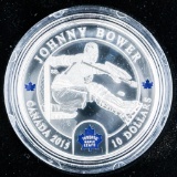 RCM 2015 Fine Pure Silver $10 Coin - Johnny Bower, Autographed Front of The Box in Gold.