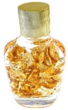 Assayers Glass Jar of 24kt Gold Leaf Flakes in Preservative Liquid