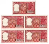 Reserve Bank of India Two Rupees -5 in Sequence UNC