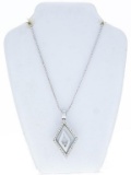 Necklace with a Diamond Solitaire Floating in the Pendant a