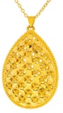 24kt G.P. Necklace, Fine Cable Chain & Puffed Oval Pendant