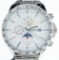 BOYZHE -Designer Watch - Stainless Steel w/ Moon Dial Date, Chrono Warranty Card