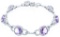 925 Sterling Silver Bracelet - 7 Cushion Cut Square Natural Amethysts 9.45ct & 2 Diamonds, Appraised