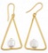 24KT G.P. Triangle Style Earrings w/ FW Pearl