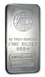 ENGELHARD - Collectible Vintage Bullion 10 oz. Bar, Serialized, Logo Back