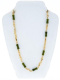 24kt G.P. & Jade Bar Style Necklace