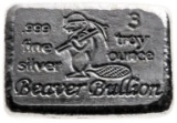 Canada's Beaver .999 Fine Silver 3oz Hand Poured Bar.