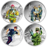 RCM 2016 Fine Pure Silver National Heroes - Firefighters, Paramedics, Police, & Military- 4 x $15