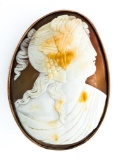 Hand Made Carved Oval Cameo Brooch w 10kt Gold Bezel. 18.40 Grams Appraisal $1900.