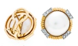 14kt Gold Mabe Pearl & Diamond Earrings. French Backs, .26ct Diamonds. Appraisal - $3475.00