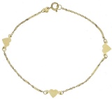 14kt Gold Fine Heart Bracelet