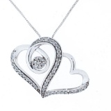 Sterling Silver Double Heart Shape Pendant & Chain 18