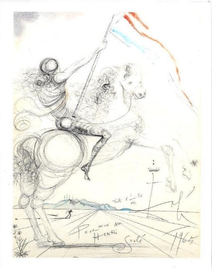 Salvador Dali (1904-1989) "Cavalier avec banniere francaise" 11x17 Limited Edition Giclee